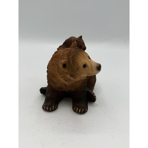 Mama Bear with Cub Figurine Resin or Polystone Brown Animal Statue 3.5” Tall - Picture 2 of 6